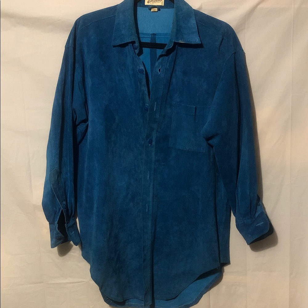 Vintage Women's Unlined Blue Suede Leather Jacket